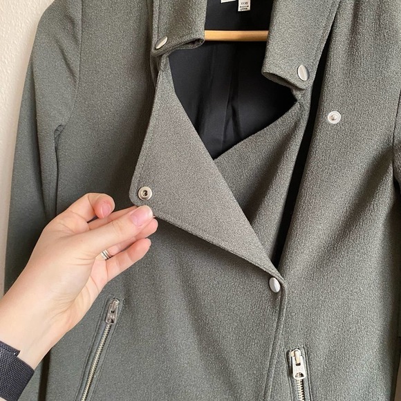Aritzia Wilfred Mayet Blazer Jacket Moto Classy Minimalist Gray Women's XXXS - Picture 5 of 14